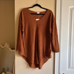 LuLaRoe Rust Brown Crinkle V-Neck Tunic